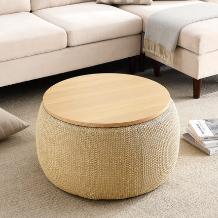 Round Storage Ottoman with 2 in 1 Function