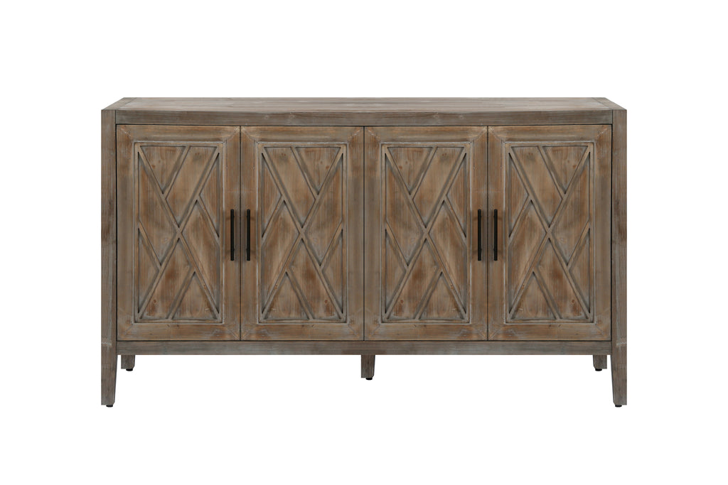 Grosvenor Twill-Panel Four-Door Sideboard, Antique Grey, 60 in