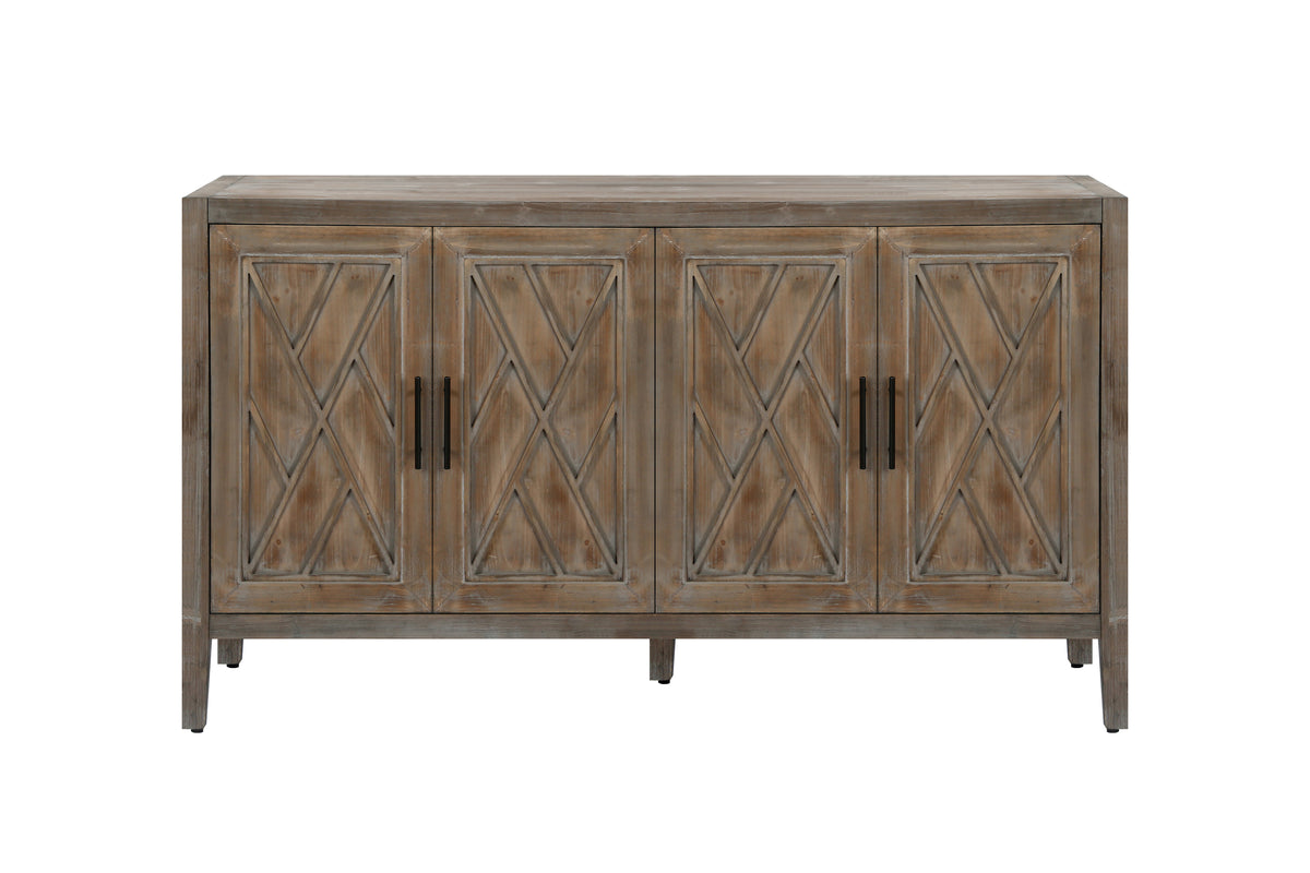 Grosvenor Twill-Panel Four-Door Sideboard, Antique Grey, 60 in