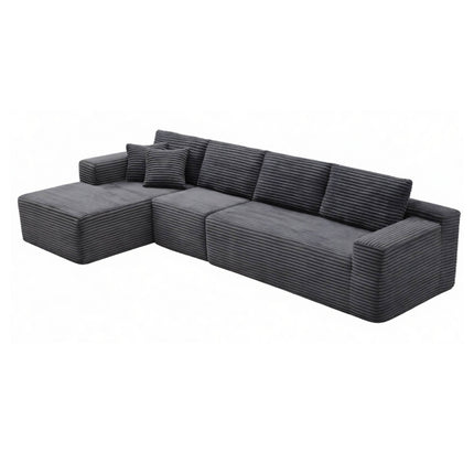 134' Modern Minimalist Modular Sectional Couch, Comfort L Shaped 4-Seat Lounge Sofa for Living Room, Left Hand Facing