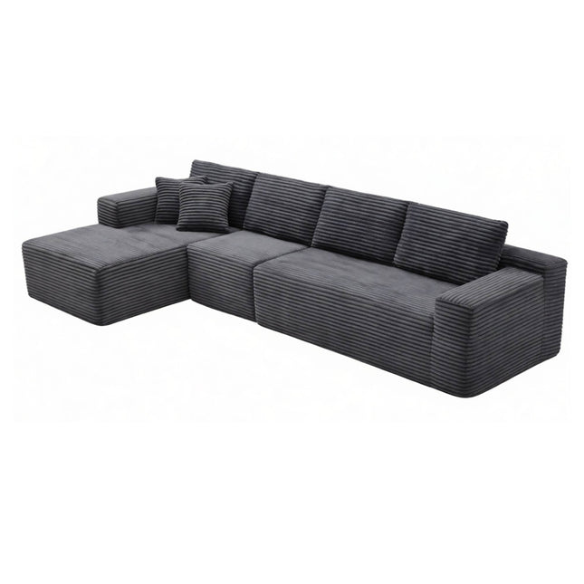 134' Modern Minimalist Modular Sectional Couch, Comfort L Shaped 4-Seat Lounge Sofa for Living Room, Left Hand Facing