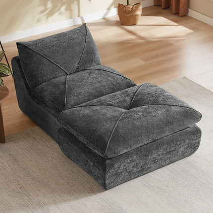 Modern minimalist dark gray fabric chenille combination sofa with spacious and comfortable