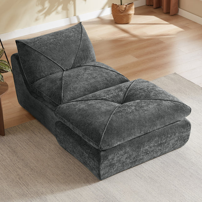 Modern minimalist dark gray fabric chenille combination sofa with spacious and comfortable