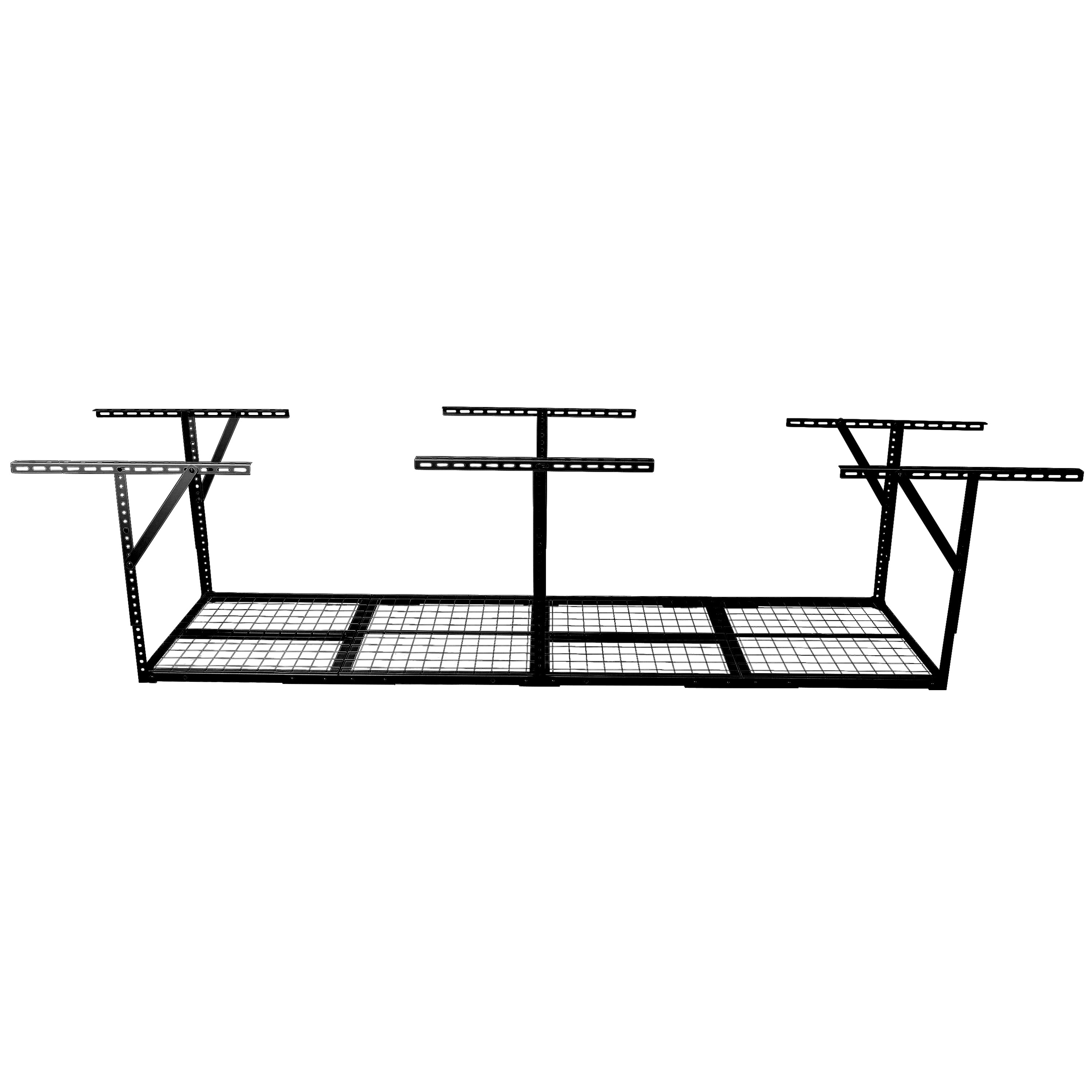 4x8ft Overhead Garage Storage Rack, Heavy-Duty Metal Garage Ceiling Storage Rack, 22''-40' Adjustable Ceiling Drop-Down, 600 lb. Loading Weight Capacity, Black Color