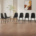 Modern Minimalist Black Dining Chair Set - Six Chairs per Box, Stable and Comfortable.Modern Mid-Century Style Upholstered Side Chairs,Spoon Shaped Chairs With Black Metal Legs.