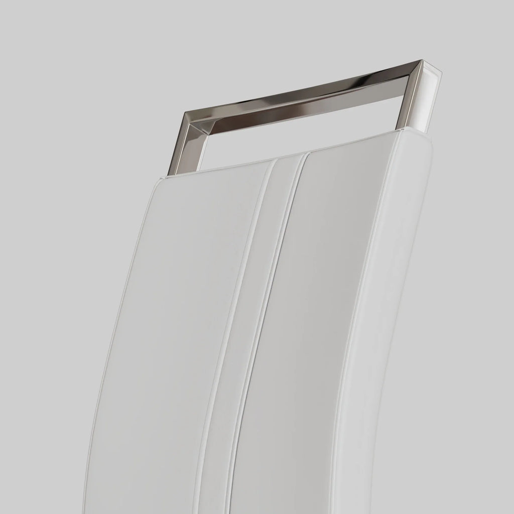 Modern Dining Chairs,PU Faux Leather High Back Upholstered Side Chair with C-shaped Tube plating Metal Legs for Dining Room Kitchen Vanity Patio Club Guest Office Chair (Set of 2) (White+PU Leather) - Eloy Royal