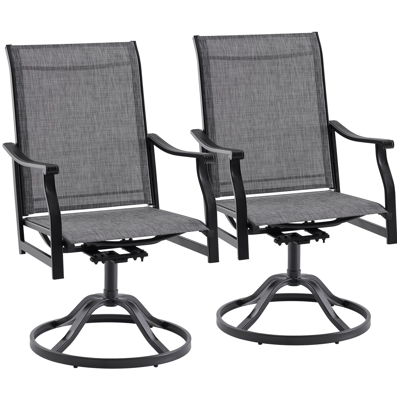Outdoor Dining Chairs Set of 2, 360°Swivel Patio Dining Chair with Textilene Fabric, Outdoor Metal Armchair All Weather Resistant, Ergonomic Comfort, Perfect for Patio, Backyard, Balcony