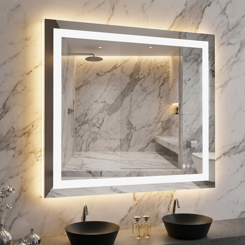 40x36 Inch Frameless LED Bathroom Mirror, Smart Mirror