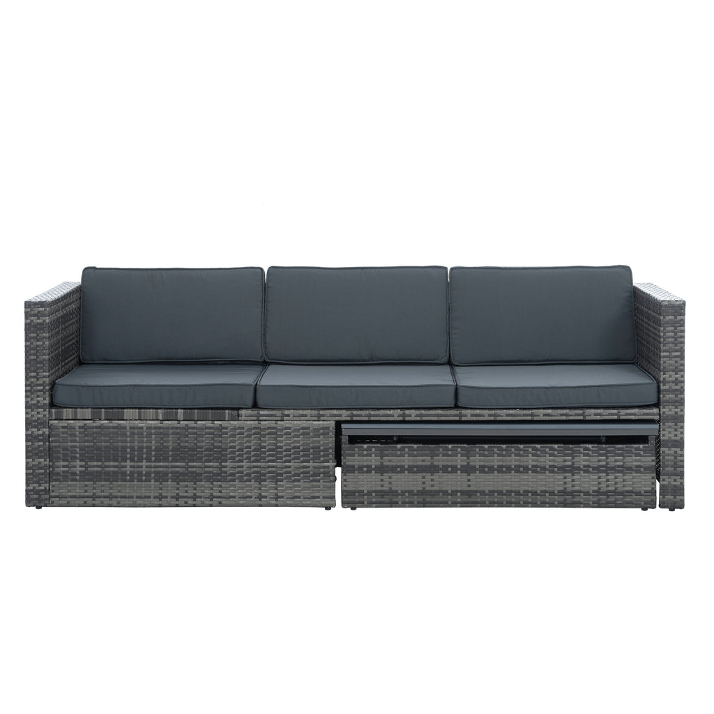 Alameda 5-Piece Wicker Set with Coffee Table, Dark Grey