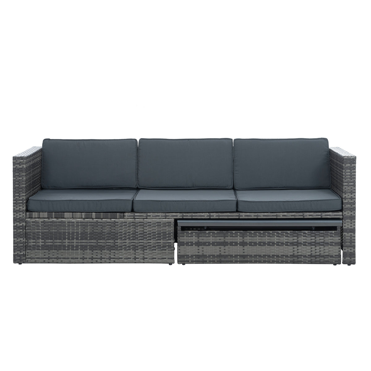Alameda 5-Piece Wicker Set with Coffee Table, Dark Grey