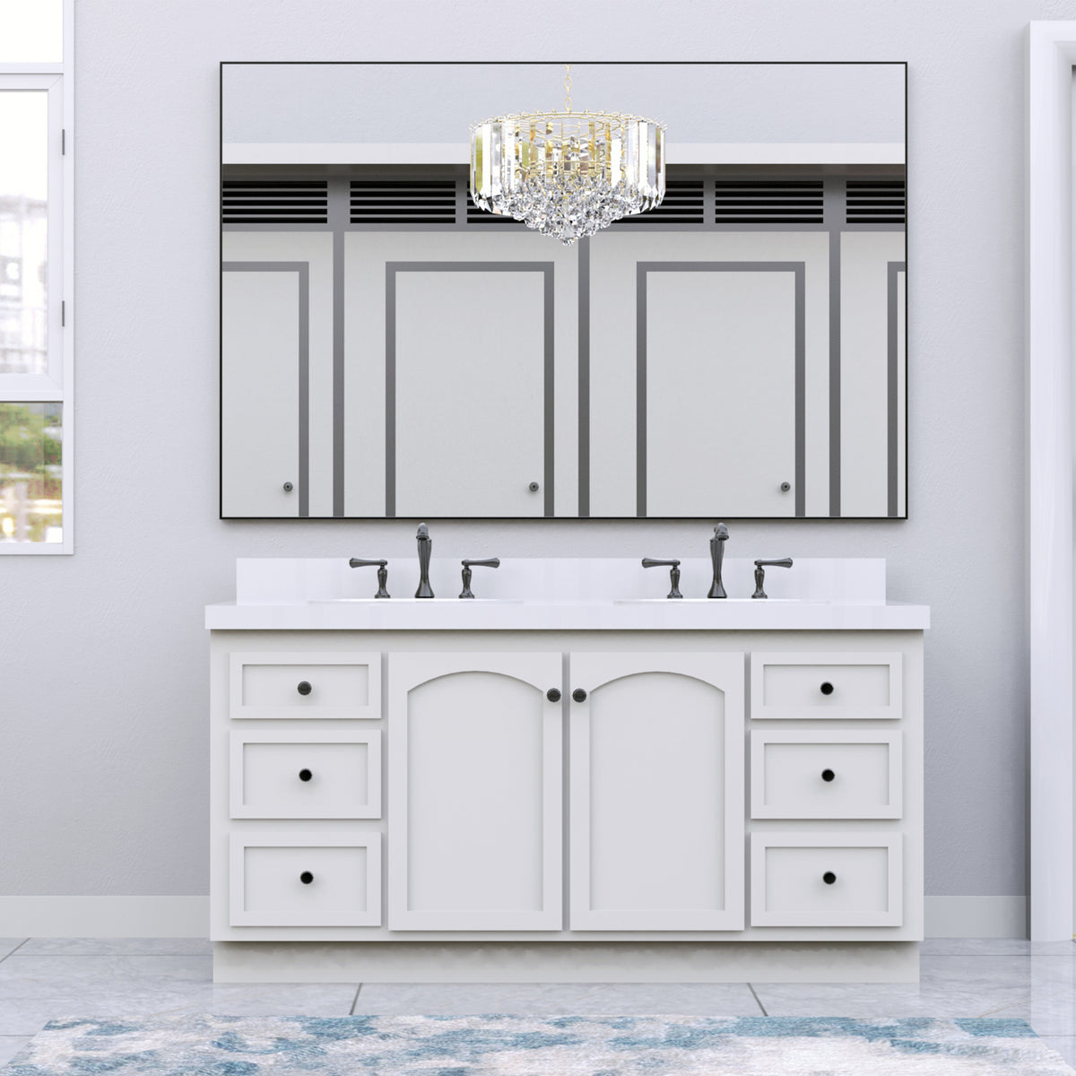 60 "x36" oversized modern square bathroom mirror with Balk frame decorative large wall mirror aluminum frame vertical or horizon