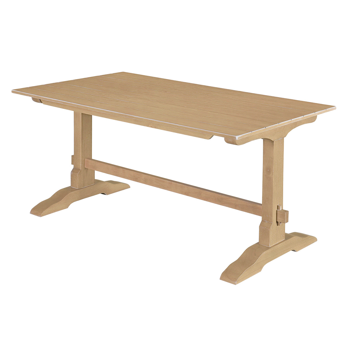 Tiberio 3-Piece Trestle Dining Set with 2 Benches, Natural Wood