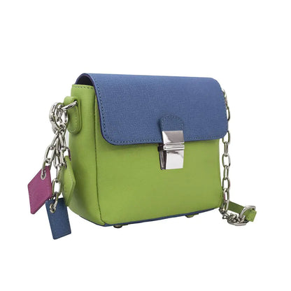 Tiny Leather Handbag -Blue/Lime (Option 2) - Eloy Royal