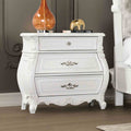 Traditional Style 1pc Nightstand Carved Detail Dustproof Drawers Metal Glide Acrylic Button White Finish Bedroom Furniture
