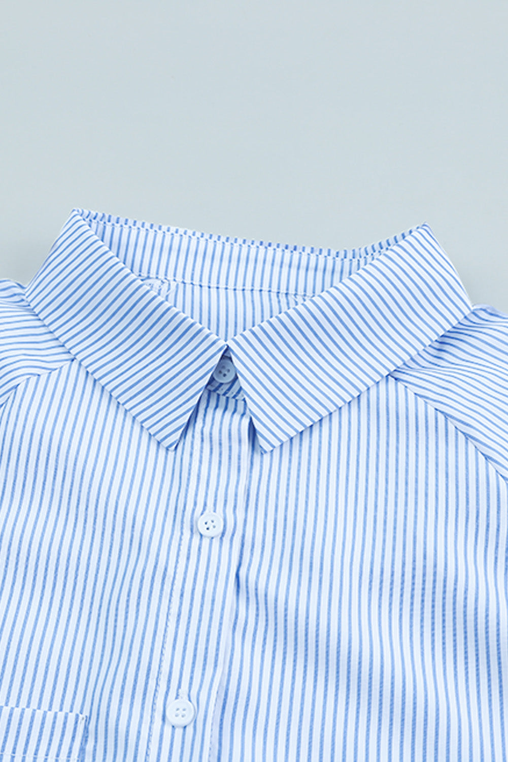 Light Blue Striped Casual Shirred Cuffs Shirt - Eloy Royal