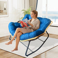 9.7Ibs Ultra-Plush Rattan Rocking Chair With Anti-Tip Design, 450LB Capacity Rattan Lounge Chair for  Balcony,Living Room,Garden,Patio - Easy Assembly  Blue