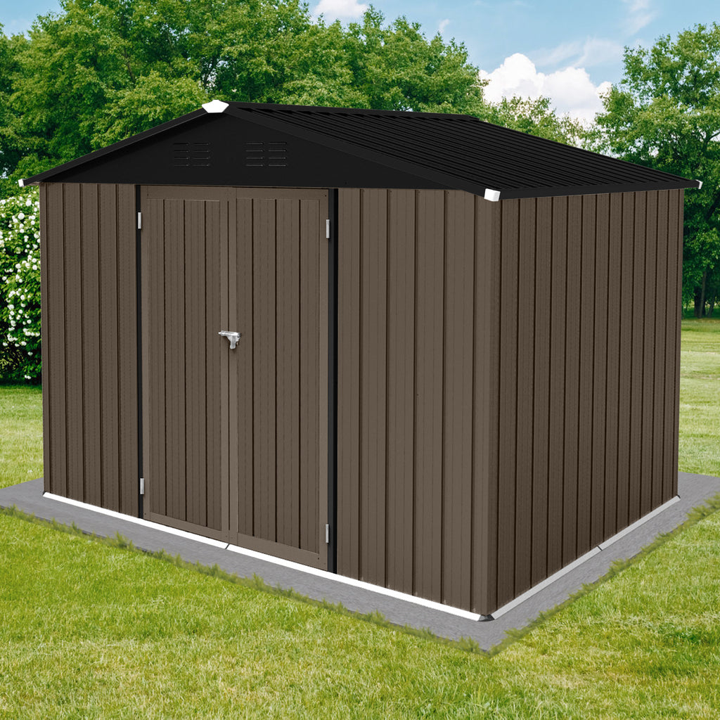 Metal garden sheds 8ft×6ft outdoor storage sheds Brown + Black