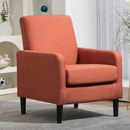 Faux Linen Upholstered Accent Chair, Modern Armchair with Solid Wood Frame, Single Sofa Chair for Living Room Bedroom