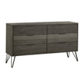 Contemporary Style Solid Wood Dresser with Metal Hairpin Legs, Grey