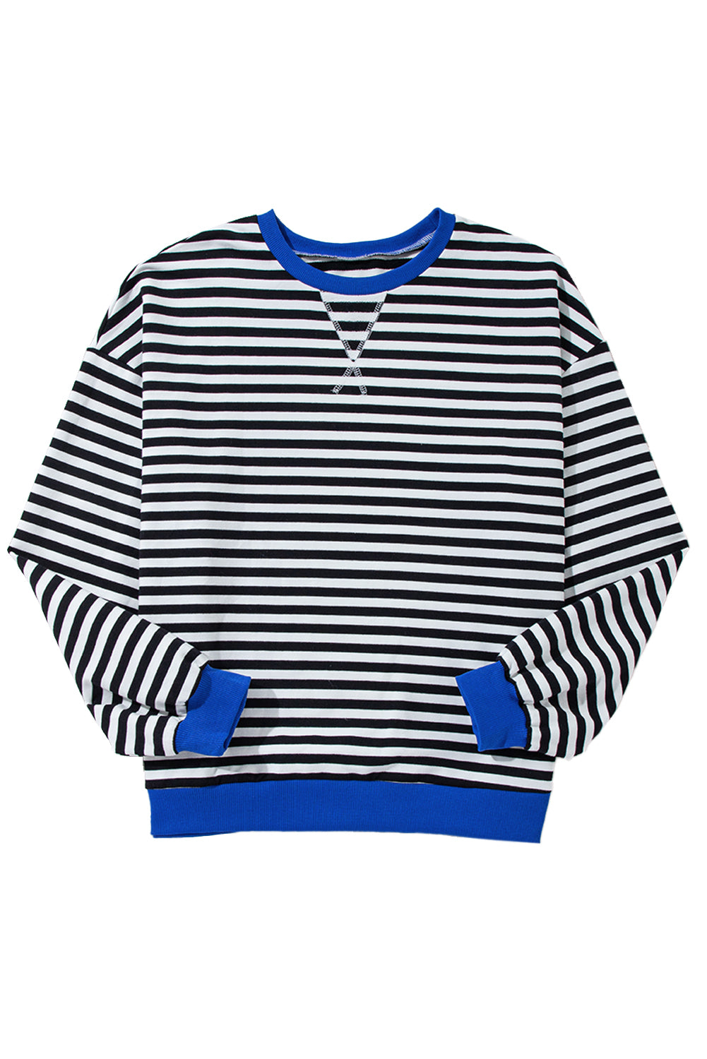 Green Stripe Contrast Edge Oversized Sweatshirt