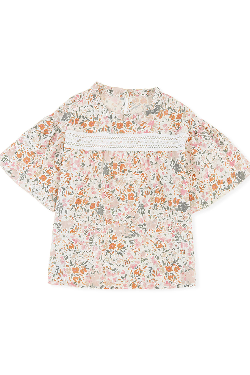 Multicolor Floral Print Wide Batwing Sleeves Blouse - Eloy Royal