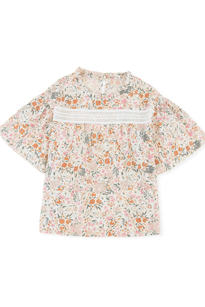 Multicolor Floral Print Wide Batwing Sleeves Blouse - Eloy Royal