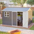 10'x8' Oversized Steel Storage Shed with Window, Lockable Doors & Sloped Roof, Heavy Duty Outdoor Tool Shed for Garden, Patio, Backyard, Lawn - Dark Gray