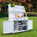 Outdoor Potting Bench Table, Tableside cabinet tool cabinet ,Wooden Gardening Table Tabletop and Storage Cabinet, Planting Table Garden Work Bench for Garden, Patio, Greenhouse