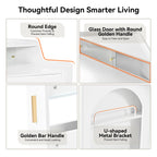 Corner Makeup Vanity Desk With Mirror & LED Lights, Modern Vanity Set With Mirror And Stool, Dressing Table With Large Storage For Small Place, Brightness Adjustable Folding Mirror, White - Eloy Royal