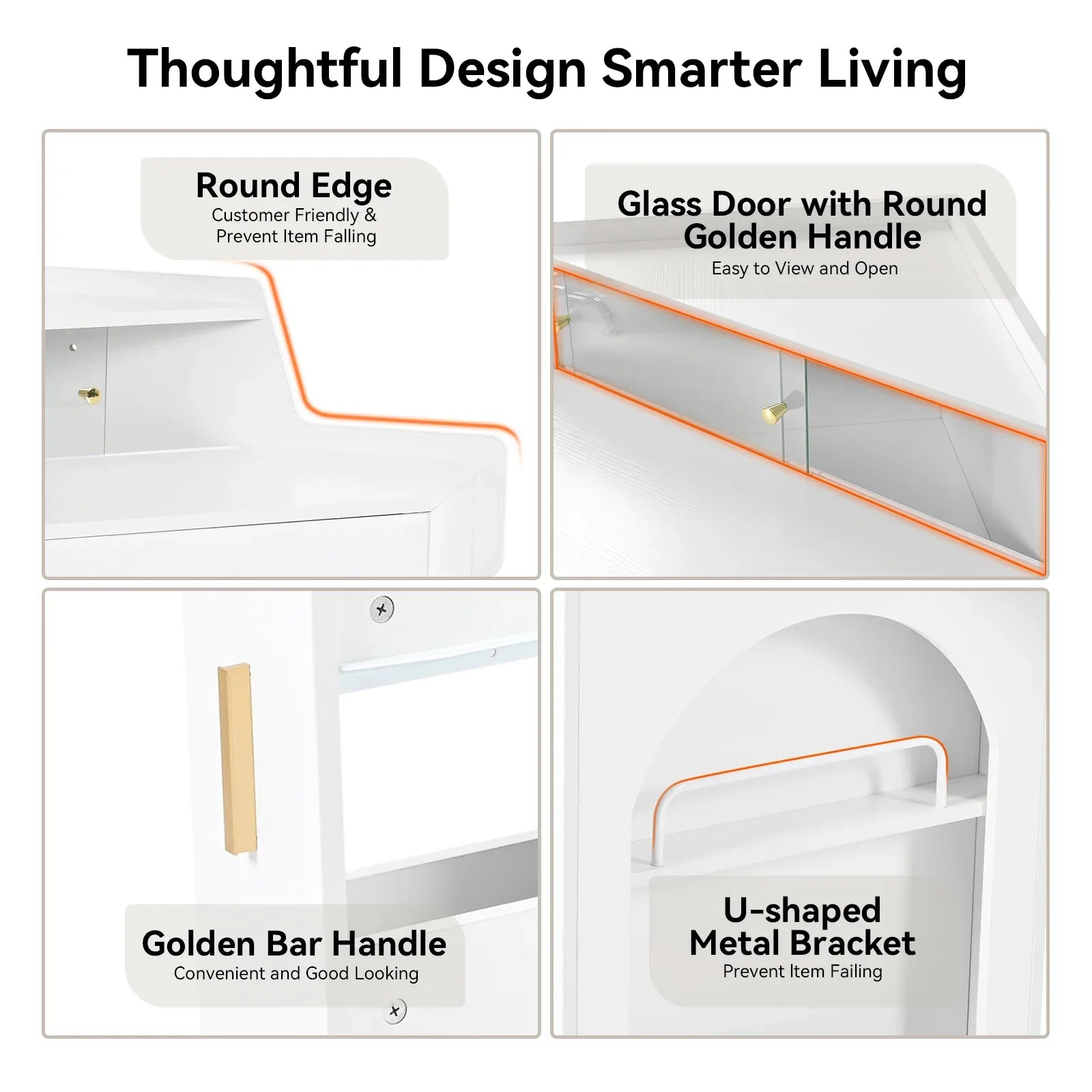 Corner Makeup Vanity Desk With Mirror & LED Lights, Modern Vanity Set With Mirror And Stool, Dressing Table With Large Storage For Small Place, Brightness Adjustable Folding Mirror, White - Eloy Royal