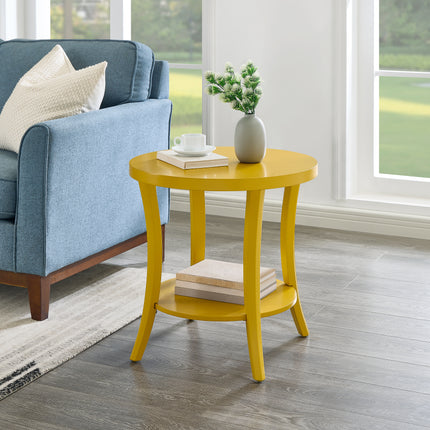 Perth Contemporary Oval Shelf End Table, Yellow