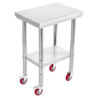 Stainless Steel Table, 24 x 18 Inches Food Prep Worktable with Wheels, Kitchen Prep Table with Adjustable Undershelf Workstations for Commercial Kitchen, Restaurant, Hotel and Garage, Outdoor - Eloy Royal