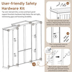 78.75'' Tall 3-Pieces Bookcase, Display Cabinet with 5 Colors Adjustable LED Ceiling Light, Retro style Bookshelves with tempered glass shelves for Living Room, Office, Studio or Workspace, Black - Eloy Royal