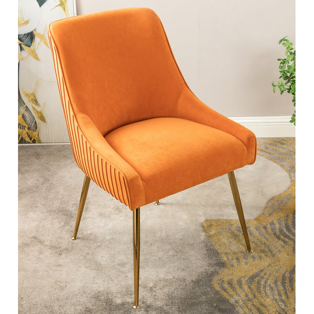 Velvet Dining Chair with Gold Legs, Modern Upholstered Accent Chair, Comfy Side Chair for Kitchen Living Room