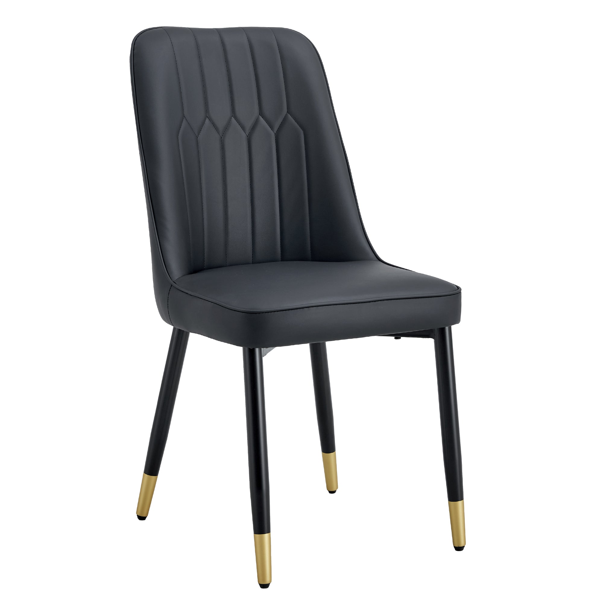 Modern Black Dining and Living Room Chairs Set with PU Leather and Metal Legs for Kitchen and Dining Room