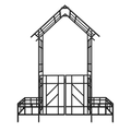 Metal Garden Arch with Gate with planter W80.71*H97.24 Climbing Plants Support Rose Arch Outdoor Black