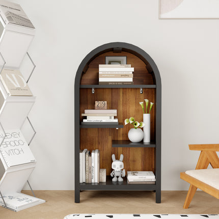 Arched Top Industrial Open Shelf – 4-Tier Asymmetrical Dark  Freestanding Display Rack for Home & Entryway