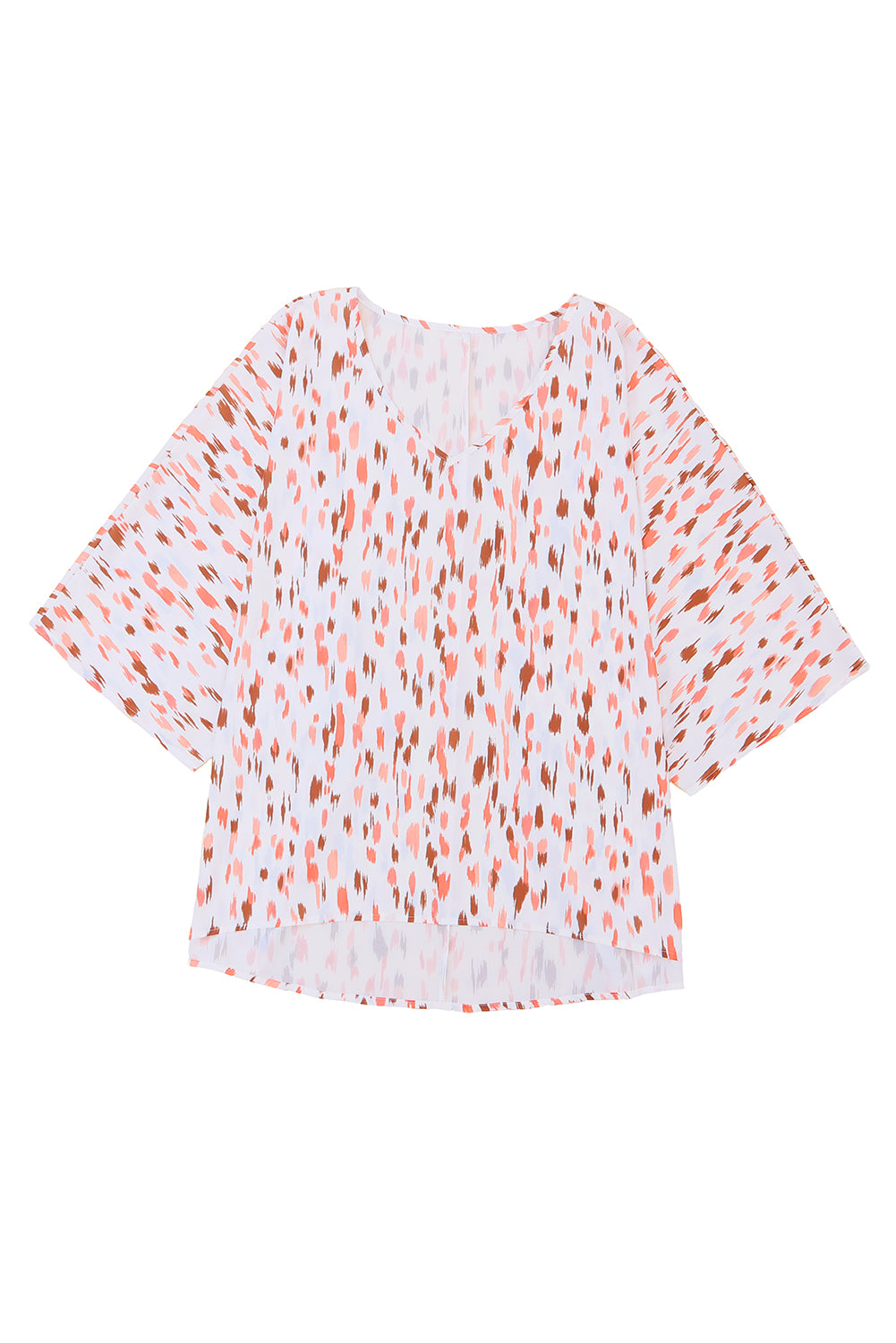 Pink Elegant Polka Dots 3/4 Dolman Sleeve Plus Size Blouse - Eloy Royal