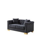 {Video] Classic Modern Style Sofa, 62-inch Chesterfield Classic Rolled Arm Tucked-in Nailhead Decor Cloud Two-Seater Velvet Sofa, Luxury Double Sofa Suitable for Living Room, Bedroom, Apartment, - Eloy Royal