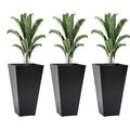 Outsunny Modern Tall Planters Set of 3 with Self-Drainage Black Polypropylene 28 Inches