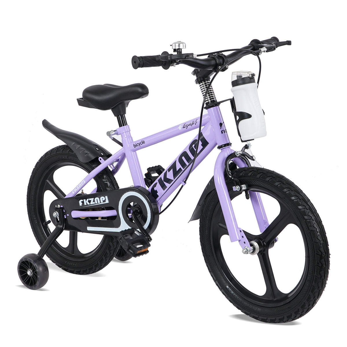 FKZNPJ Kids Bike 18 Inch – High Carbon Steel Frame, Magnesium Alloy Wheels, Training Wheels with Night Glow, Adjustable Seat, Water Bottle – Girls & Boys Bicycle Ages 3-9, Toddler Bike