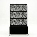 70.87' H × 46.06' W Leaf Pattern Privacy Screen with Planter Box, Black Metal Freestanding Decorative Fence Planter for Patio Balcony Backyard