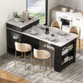 K&K 59.5' Kitchen Island with Extendable Dining Table, Kitchen Storage Table with Double-sided Storage, Kitchen Island with 2 Drawers, Power Outlet, Side Open Shelves, for Kitchen, Dining Room, Black