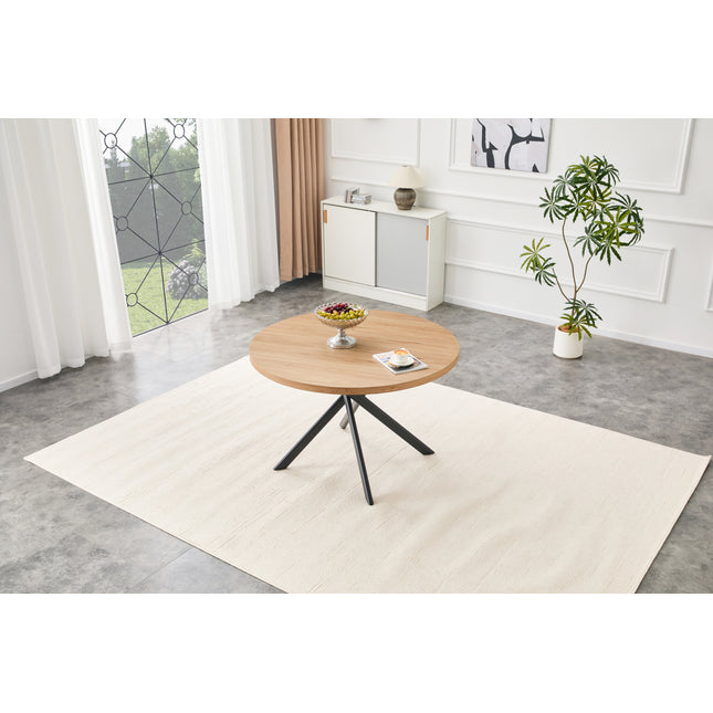 Round Foldable Dining Table for Small Spaces - MDF Material, Perfect for Dining Room, Tea Room & Cafe (Oak, 1Table)