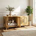 Myra Indoor Premium Rubber Wood Cat Cabinet with Plush Cushion – Stylish Hidden Pet Furniture for Modern Living Spaces