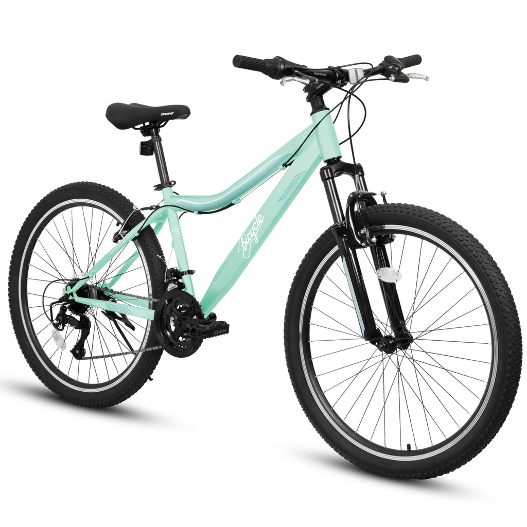 A26208D Mountain Bike 24/26 Inch, High-Density Carbon Steel Frame, 21 Speed, Front Suspension, Dual V-Brakes, 80% Pre-Assembled for Men Women Teens