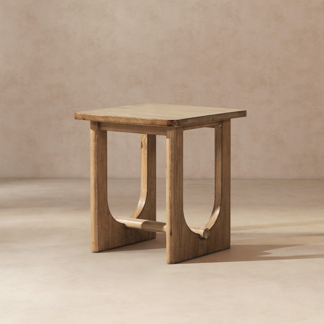 Turnkey 22' Square Side Table Antique Natural Brown Reclaimed Pine Wood