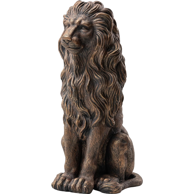 20.5' Lion Statue, Resin Outdoor Guardian Sculpture, Simulated Animal Decor for Villa, Garden, Park & Resort, Patriotic Independence Day Decoration for Home & Courtyard