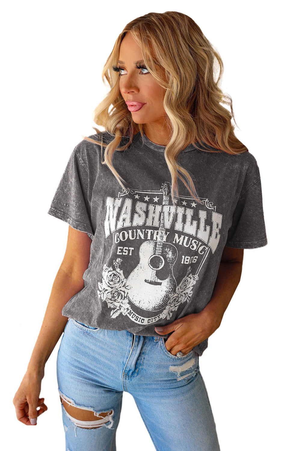 Red Nashville Rock Band T Shirt Vintage Washed Tee - Eloy Royal