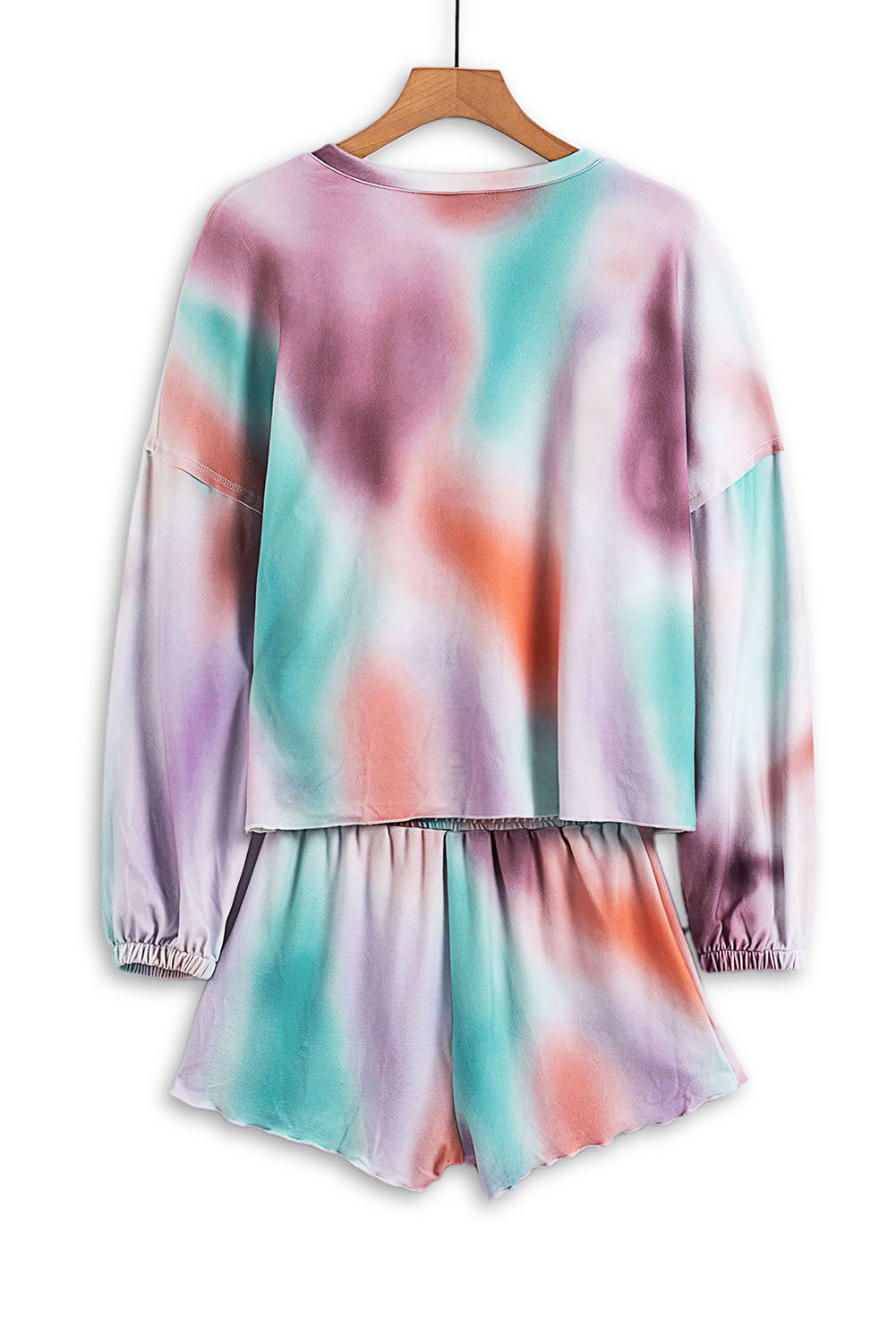 Wholesale Multicolor Tie Dye Top & Drawstring Shorts Loungewear Set - Eloy Royal